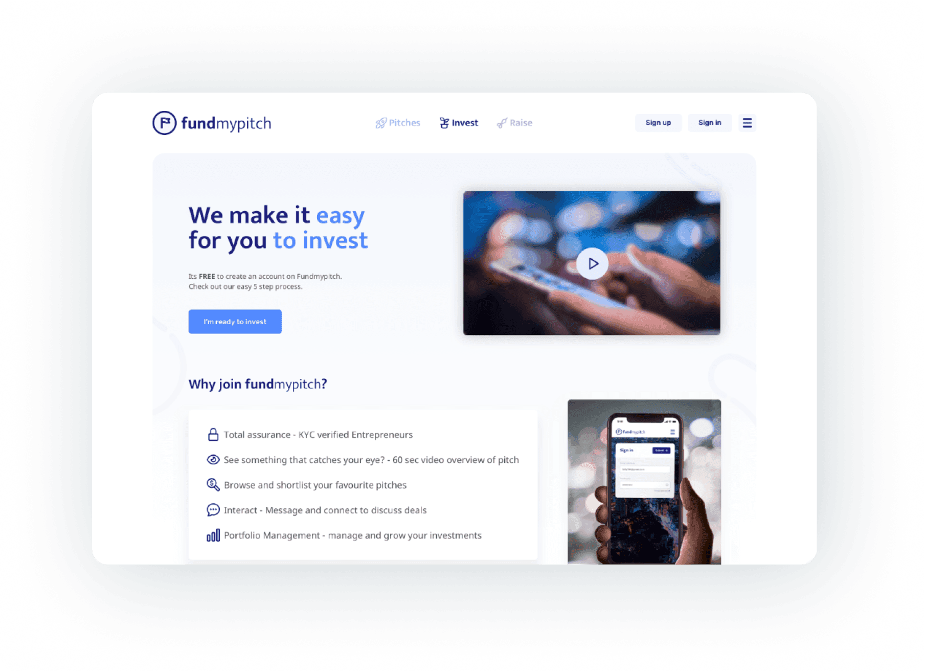 FundMyPitch platform screenshot